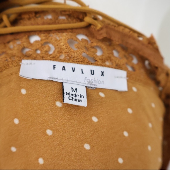 FAVLUX Corset Back Polka Dot High Neck Long Sleeve Blouse Medium (M) - Picture 5 of 6